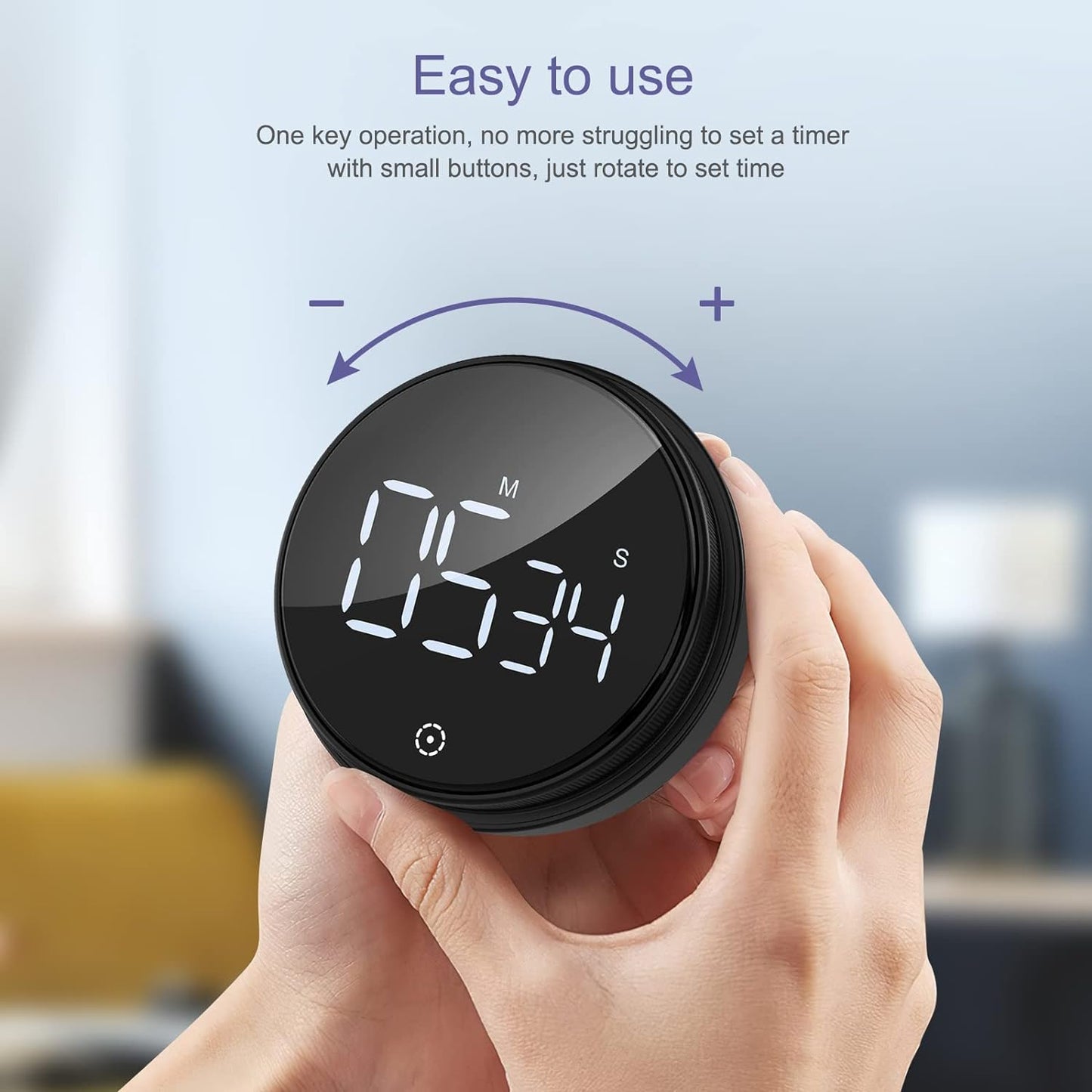 Magnetic Digital Kitchen Timer, Large LED Screen Timer with 3 Volume Levels, Short Time Egg Timer, Stopwatch, Digital Countdown Countup for Cooking, Baking, Sports, Studying Etc.